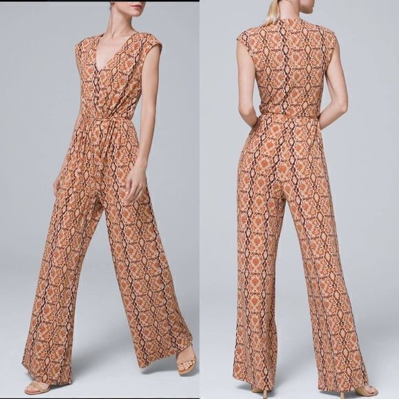 NEW WHBM EVERYDAY JERSEY KNIT JUMPSUIT‎ SNAKE PRINT SIZE 2 - Picture 1 of 2
